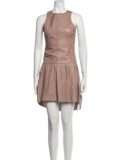 Pre-owned Muubaa Leather Mini Dress In Neutrals
