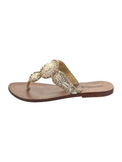 Pre-owned Mystique Leather Patterned Flip Flops In Blue