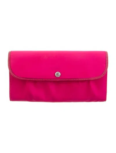 Pre-owned Mz Wallace Nylon Continental Wallet In Pink