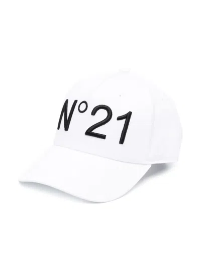 N°21 Kids' Logo-embroidered Cotton Cap In White