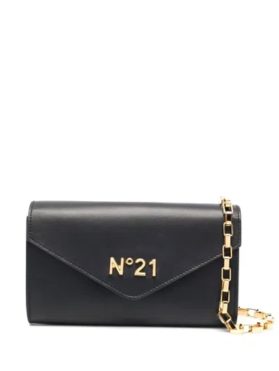 N°21 Logo-plaque Leather Bag In Schwarz
