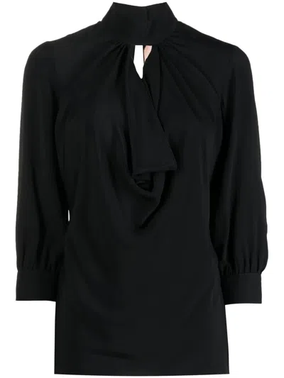 N°21 Ruched Keyhole-neck Blouse In Schwarz