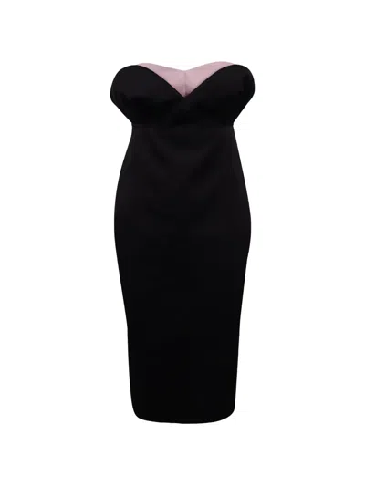 N°21 Two-tone Strapless Midi Dress In Black