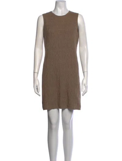 Pre-owned Naadam Crew Neck Mini Dress In Neutrals