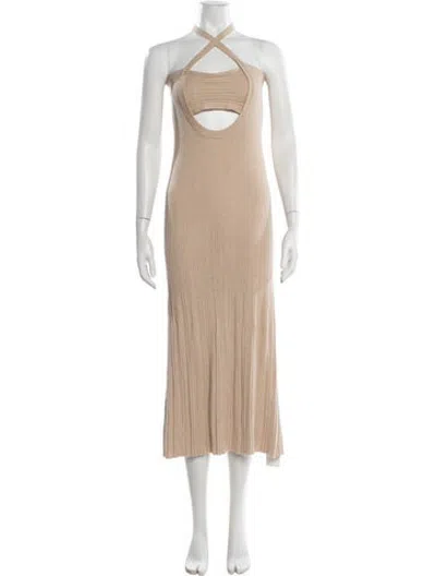 Pre-owned Naadam Halterneck Midi Length Dress In Neutrals