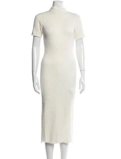 Pre-owned Naadam Mock Neck Midi Length Dress In Neutrals