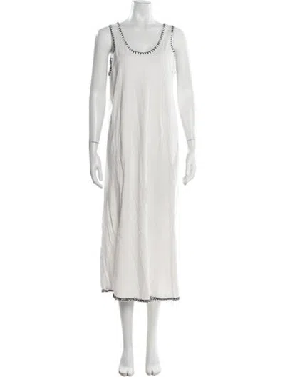 Pre-owned Naadam Scoop Neck Long Dress In White