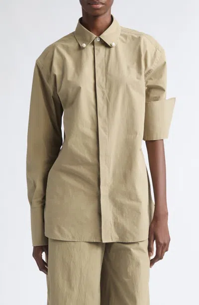Nackiyé Nackiyè High Fidelity Asymmetric Cotton Shirt In Brown