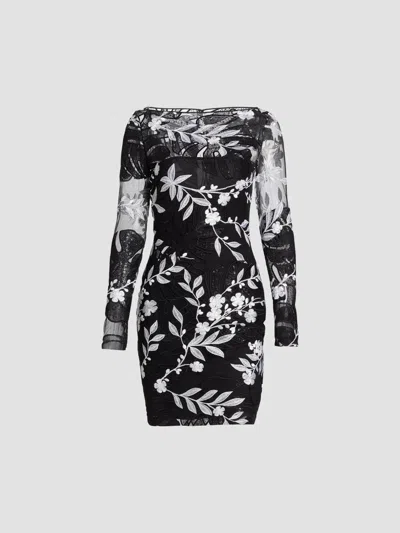 Naeem Khan Women's Sequined & Floral- Embroidered Cocktail Minidress In Black White