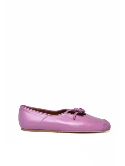 Naguisa Purple Woven Smooth Leather Flats In Pink