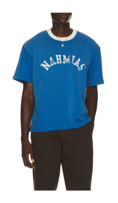 Nahmias Arch Ringer T-shirt In Vintage Cobalt Blue