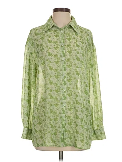 Pre-owned Na-kd Long Sleeve Blouse In Green