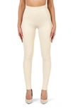 Naked Wardrobe All Faux U High Waist Faux Leather Leggings In Cream