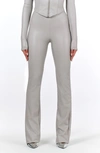 Naked Wardrobe Bootcut Faux Leather Pants In Light Grey