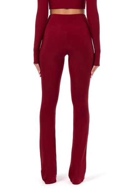 Naked Wardrobe Hourglass High Waist Bootcut Trousers In Dark Red
