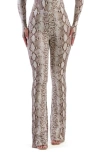 Naked Wardrobe The Boot Up Snakeskin Print Bootcut Pants In Beige Snakeskin
