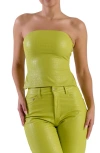 Naked Wardrobe The Crocodile Collection Croc Embossed Faux Leather Tube Top In Chartreuse