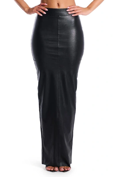 Naked Wardrobe The Faux Leather Life Midi Skirt In Black