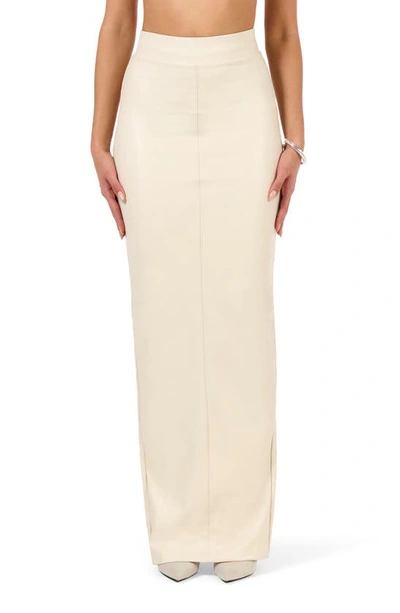 Naked Wardrobe The Faux Leather Life Midi Skirt In Cream