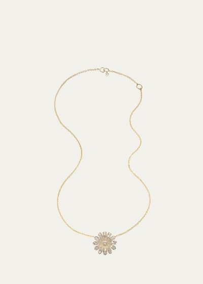 Nam Cho 18k Yellow Gold Diamond Daisy Pendant Necklace
