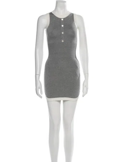 Pre-owned Nana Jacqueline Crew Neck Mini Dress In Grey