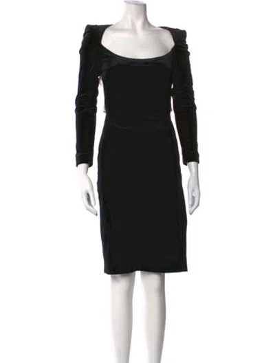 Pre-owned Nana Jacqueline Square Neckline Knee-length Dress In Black
