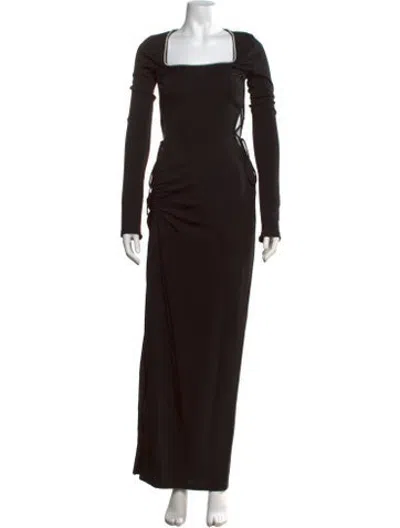 Pre-owned Nana Jacqueline Square Neckline Long Dress In Black