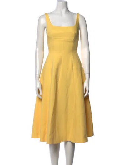 Pre-owned Nana Jacqueline Square Neckline Midi Length Dress W/ Tags In Yellow