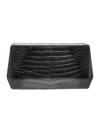 Pre-owned Nancy Gonzalez Crocodile Clutch In Black