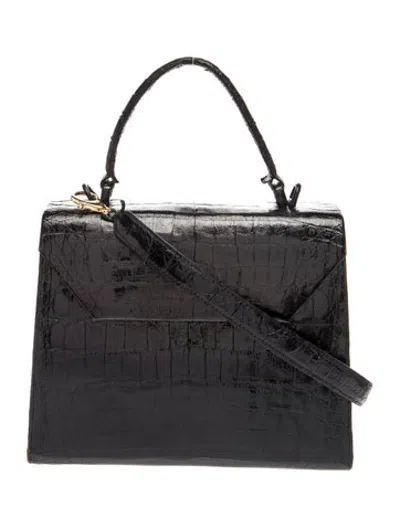 Pre-owned Nancy Gonzalez Crocodile Top Handle Bag In Black