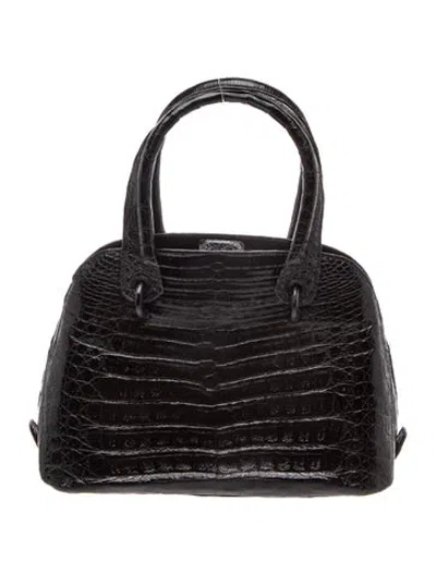 Pre-owned Nancy Gonzalez Crocodile Top Handle Bag In Black