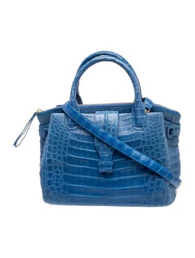 Pre-owned Nancy Gonzalez Crocodile Top Handle Bag In Blue