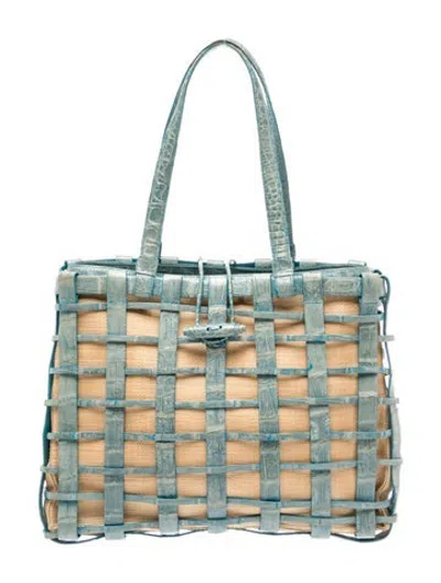 Pre-owned Nancy Gonzalez Crocodile Top Handle Bag In Blue