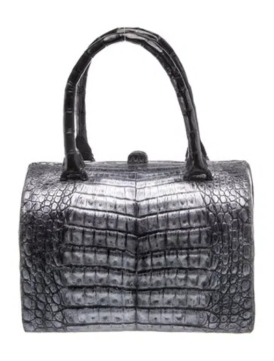 Pre-owned Nancy Gonzalez Crocodile Top Handle Bag In Grey