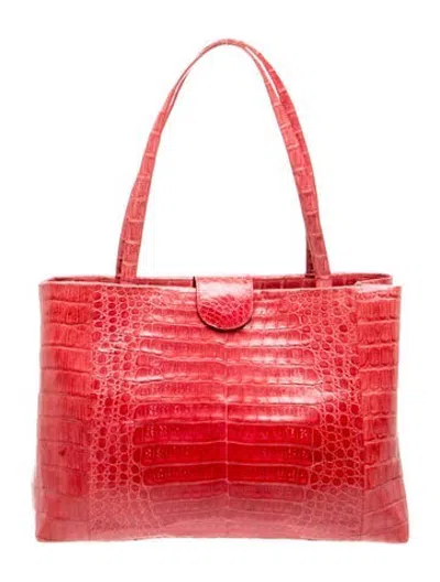Pre-owned Nancy Gonzalez Crocodile Tote In Red