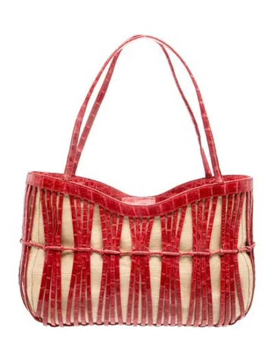 Pre-owned Nancy Gonzalez Crocodile Tote In Red