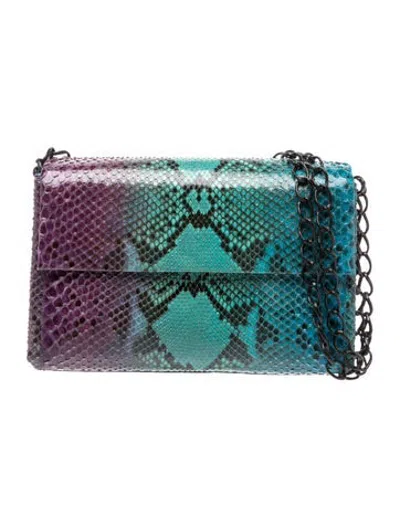 Pre-owned Nancy Gonzalez Python Shoulder Bag In Blue