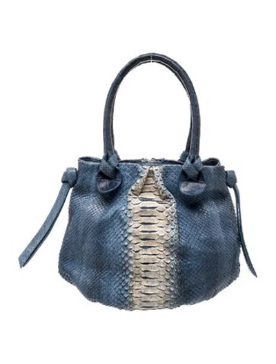 Pre-owned Nancy Gonzalez Python Top Handle Bag In Blue