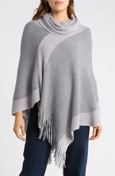 Nanette Lepore Cowl Neck Knit Poncho In Gray