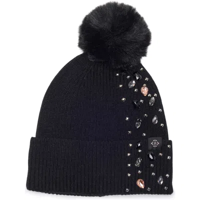 Nanette Lepore Mixed Cut Crystal Pom Beanie In Multi