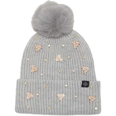 Nanette Lepore Mixed Metallic Pom Beanie In Multi