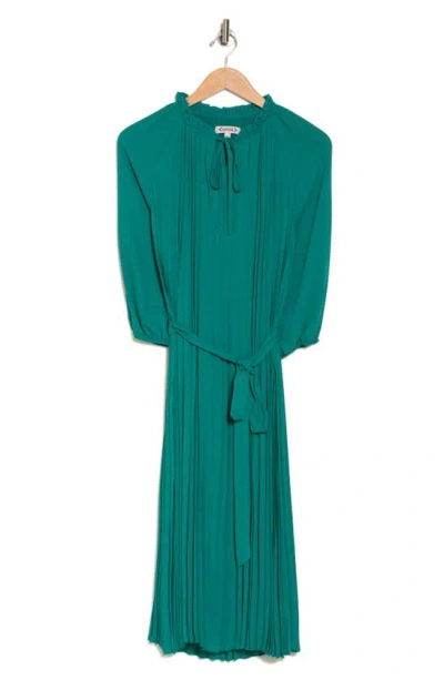 Nanette Lepore Pleated Tie Waist Midi Dress In Green