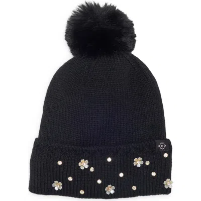 Nanette Lepore Star & Floral Studded Pom Beanie In Animal Print