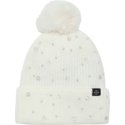 Nanette Lepore Textured Faux Pearl And Crystal Beanie In White