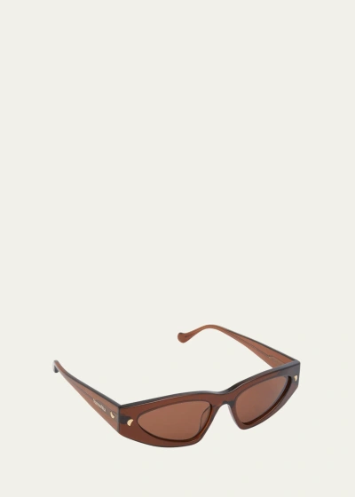 Nanushka Crista Acetate Cat-eye Sunglasses In Brown
