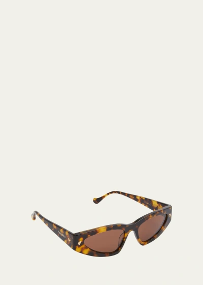 Nanushka Crista Acetate Cat-eye Sunglasses In Brown