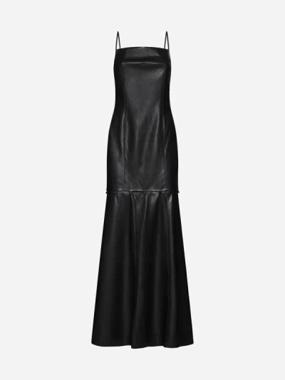 Nanushka Frera Vegan Leather Long Dress In Black