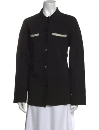 Pre-owned Nanushka Long Sleeve Button-up Top In Black