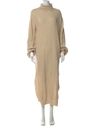 Pre-owned Nanushka Merino Wool Long Dress In Neutrals