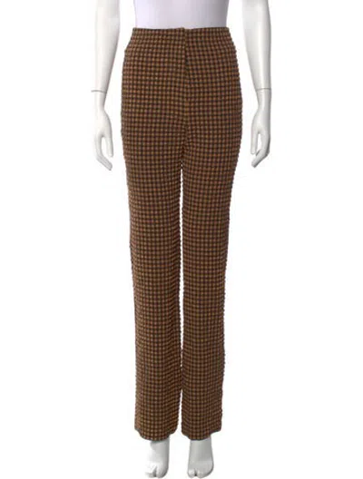 Pre-owned Nanushka Plaid Print Straight Leg Pants In Brown